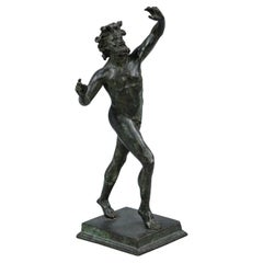 Late 19th Century Grand Tour Dancing Faun in Patinated Bronze