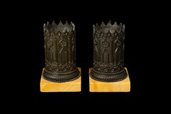 Late 19th Century Grand Tour Gothic Revival  Bronze and Marble Desk Accessories