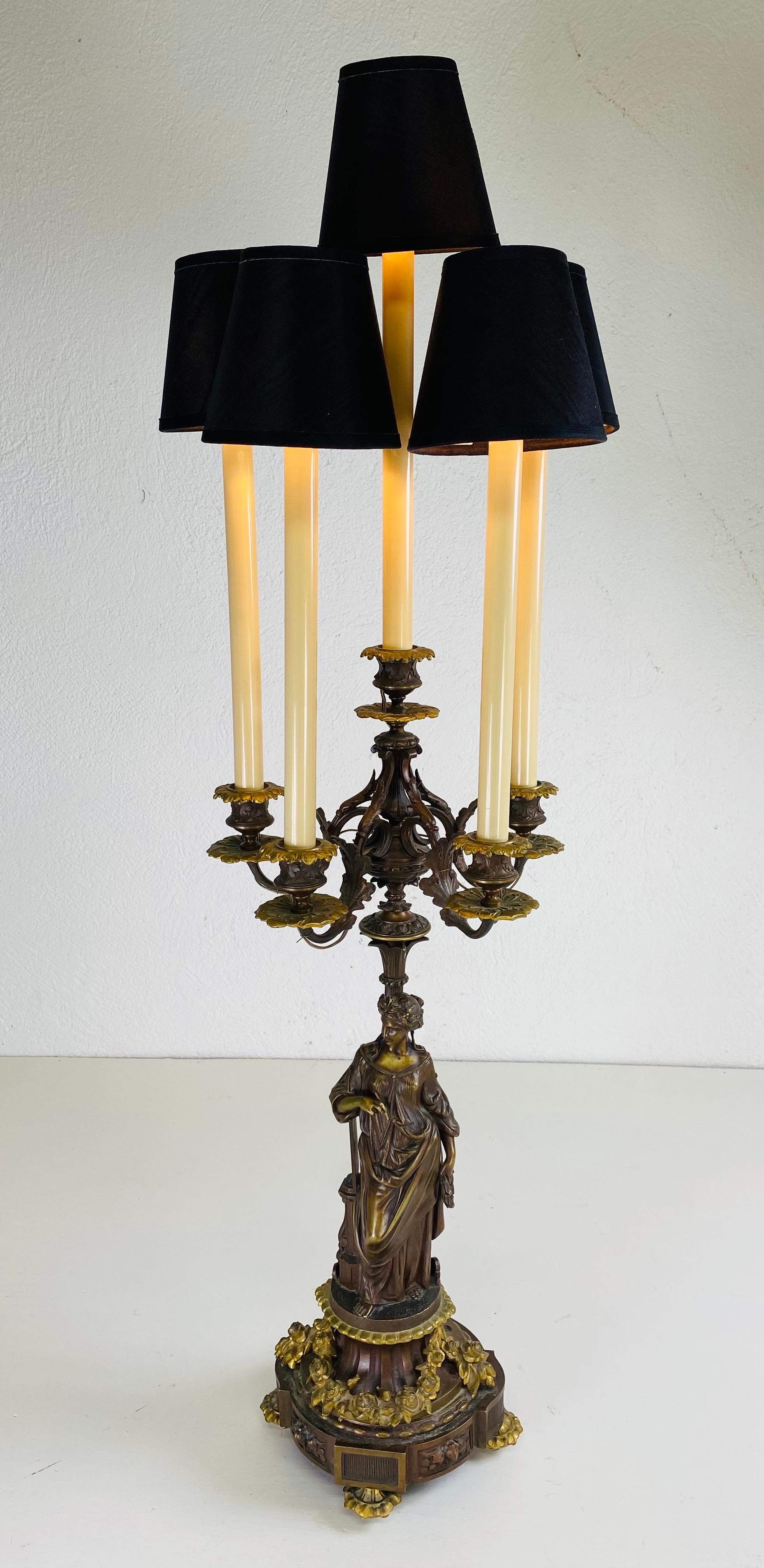 Candelabros de bronce italianos de gran viaje de finales del siglo XIX en Bueno estado para la venta en Allentown, PA