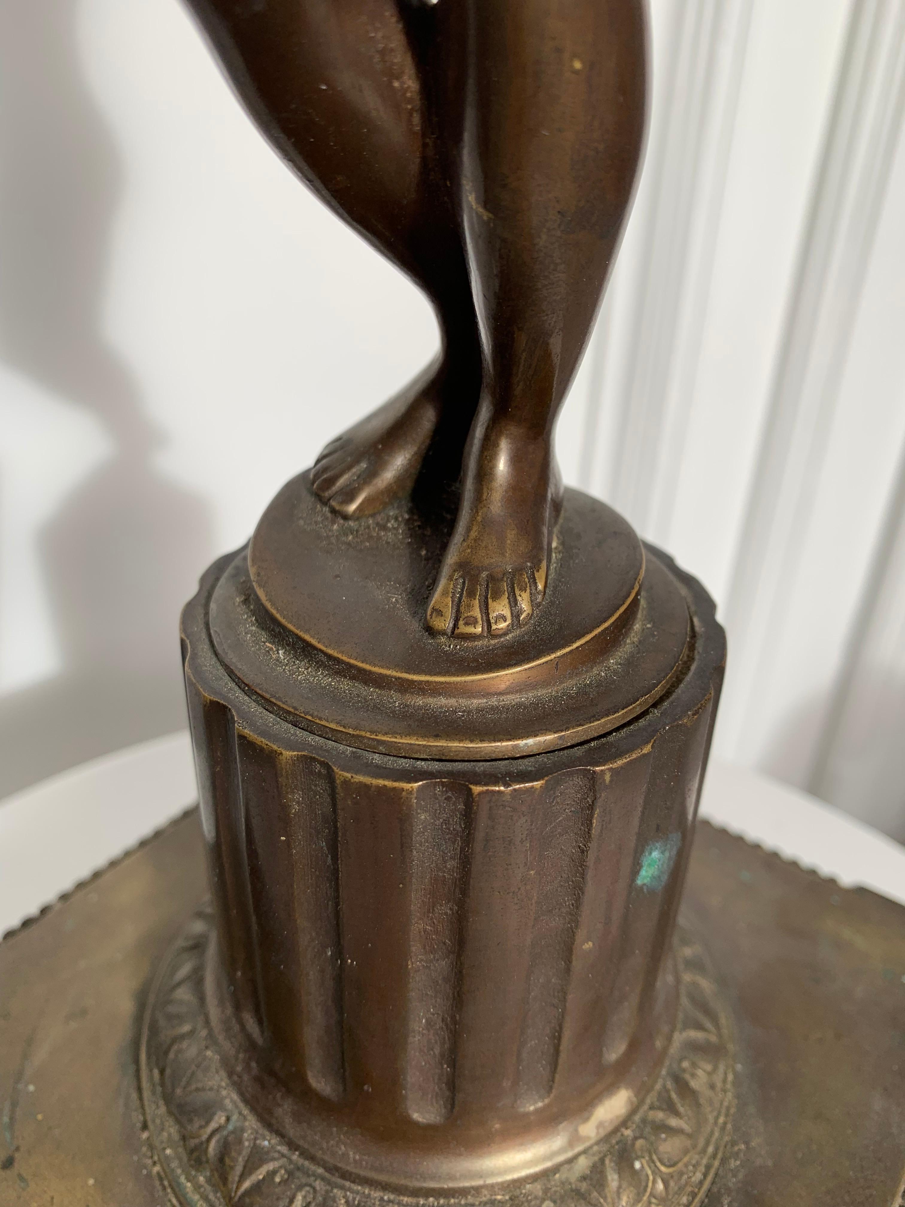 Late 19th Century Grand Tour Italian Bronze Sculpture of Nude Venus Candlestick For Sale 6