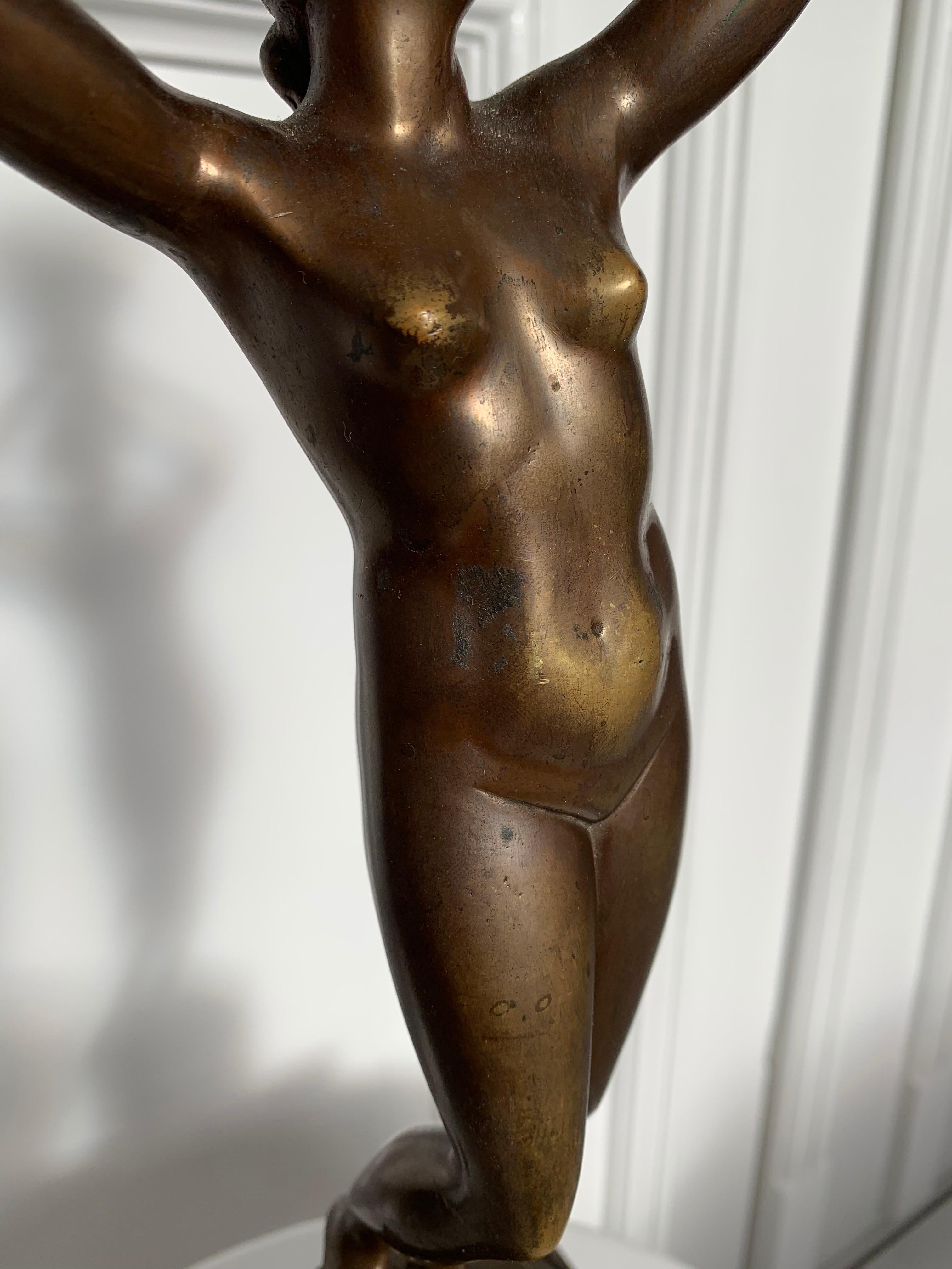 Late 19th Century Grand Tour Italian Bronze Sculpture of Nude Venus Candlestick For Sale 2