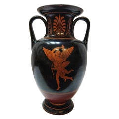 Antique Late 19th Century Greco Roman Style Ceramic Cupid and Prometheus Vase