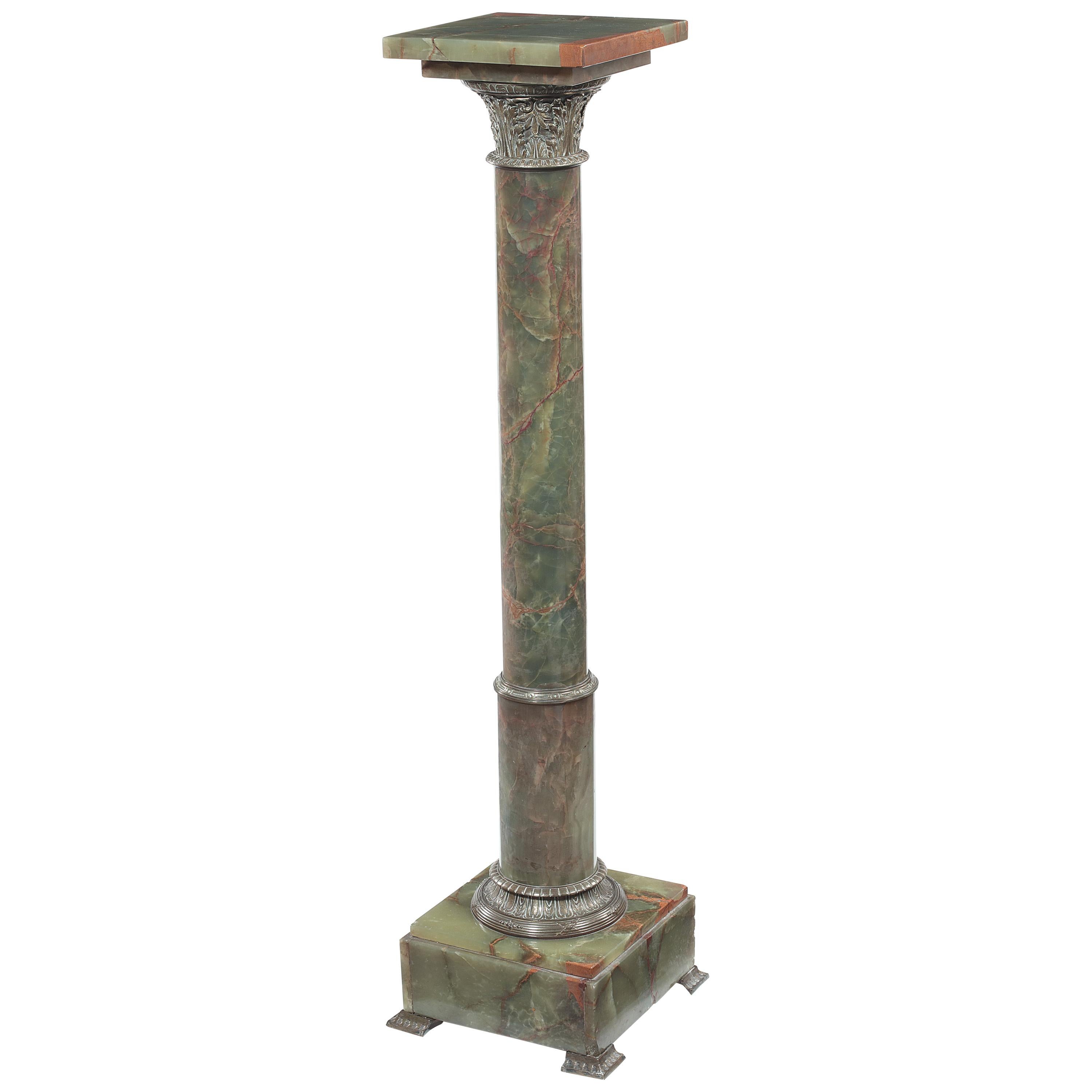 Late 19th Century Green Onyx and Gilt Metal Mounted Column