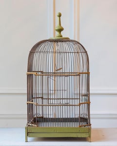 Late 19th-Century Green-Painted Wooden Birdcage