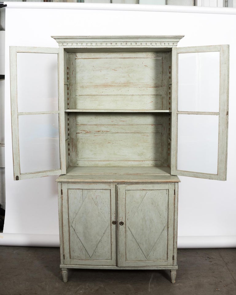 Late 19th Century Grey Painted Gustavian Bookcase For Sale at 1stDibs