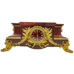 Late 19th Century Griotte Marble Mantel Clock by Ferdinand Barbedienne
