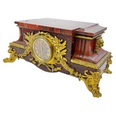 Late 19th Century Griotte Marble Mantel Clock by Ferdinand Barbedienne 