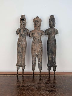 Late 19th Century Group of Three Khmer Cambodian Bronze Religious Figures