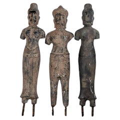 Late 19th Century Group of Three Khmer Cambodian Bronze Religious Figures