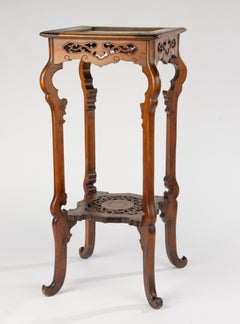 Late 19th Century Gueridon Pedestal Table - Carved Walnut and Marble