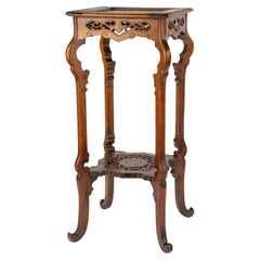 Late 19th Century Gueridon Pedestal Table - Carved Walnut and Marble