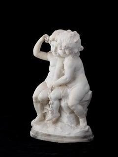 Late 19th Century, Guglielmo Pugi, Italian Marble Sculpture of Two Girls