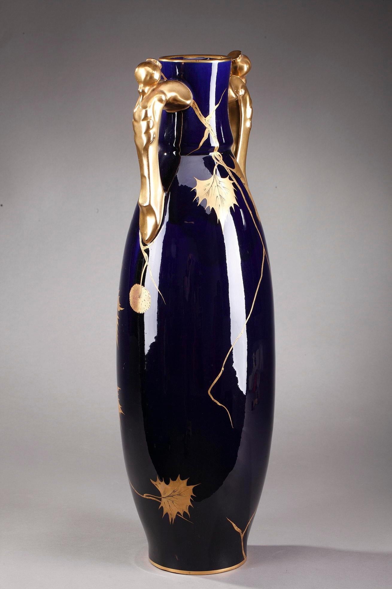 Vases en céramique bleue de Gustave Asch de la fin du XIXe siècle en vente 4
