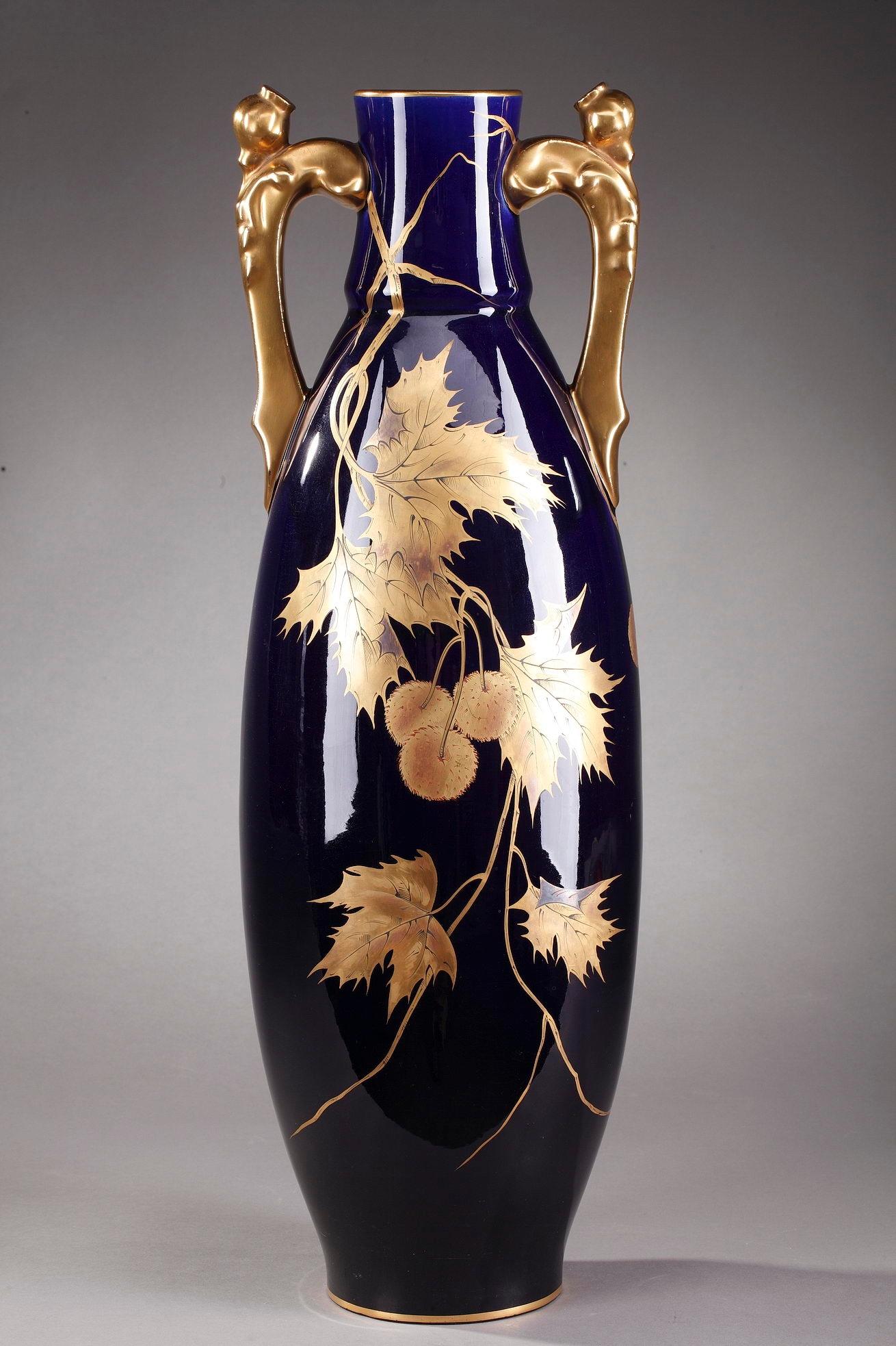 Vases en céramique bleue de Gustave Asch de la fin du XIXe siècle en vente 5