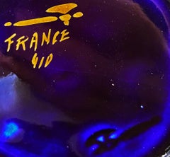 Late 19th Century Gustave Asch Blue Ceramic Vases Wine Grapes and Leaves