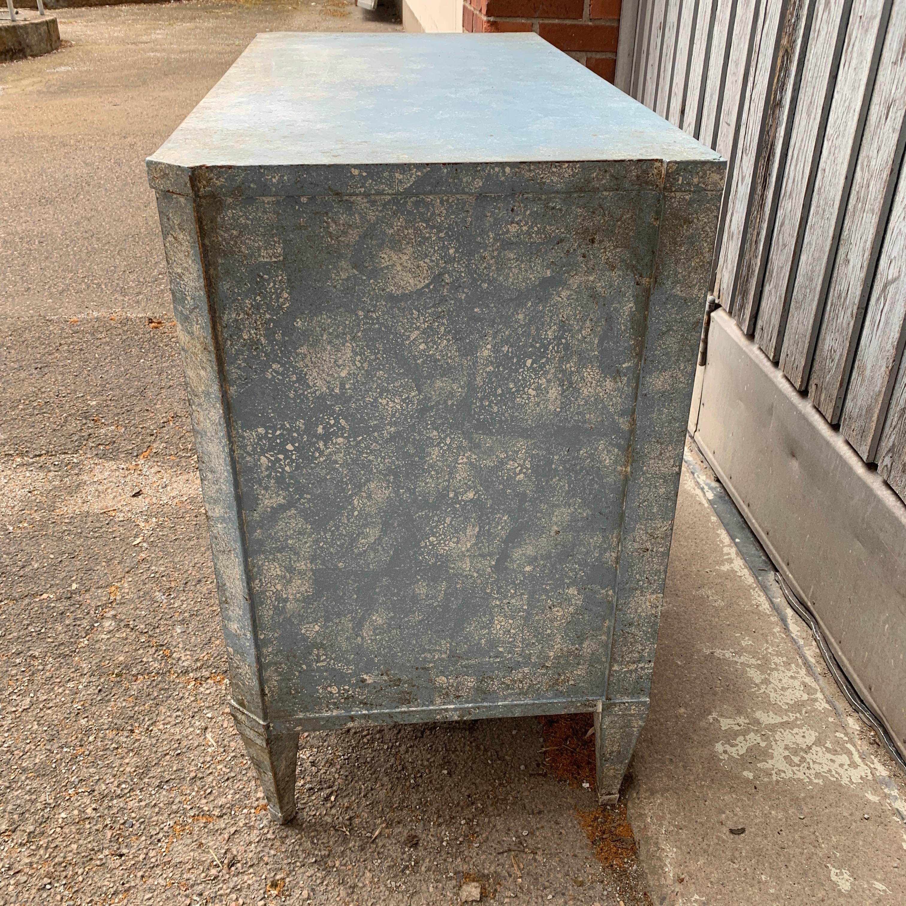 Period Gustavian Chest of 3 Drawers with Original Blue Paint For Sale 6