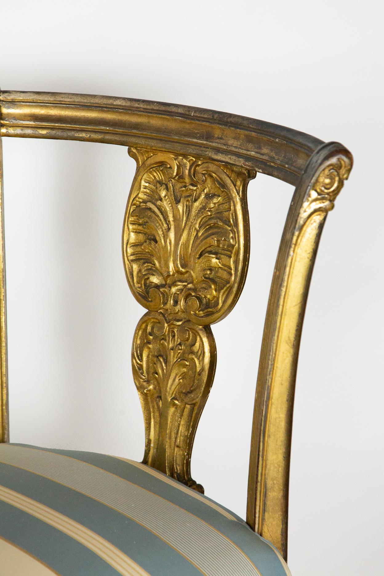 Late 19th Century Gustavian Style Gilt Settee and Matching Chair For Sale 3