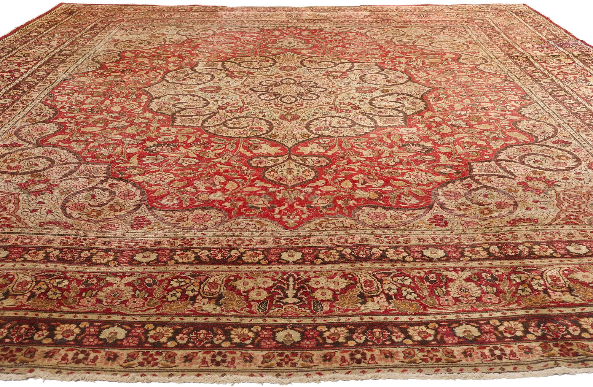 Coloniale spagnolo Tappeto Tabriz Persiano Haji Khalili della fine del XIX secolo Stile moderno in vendita