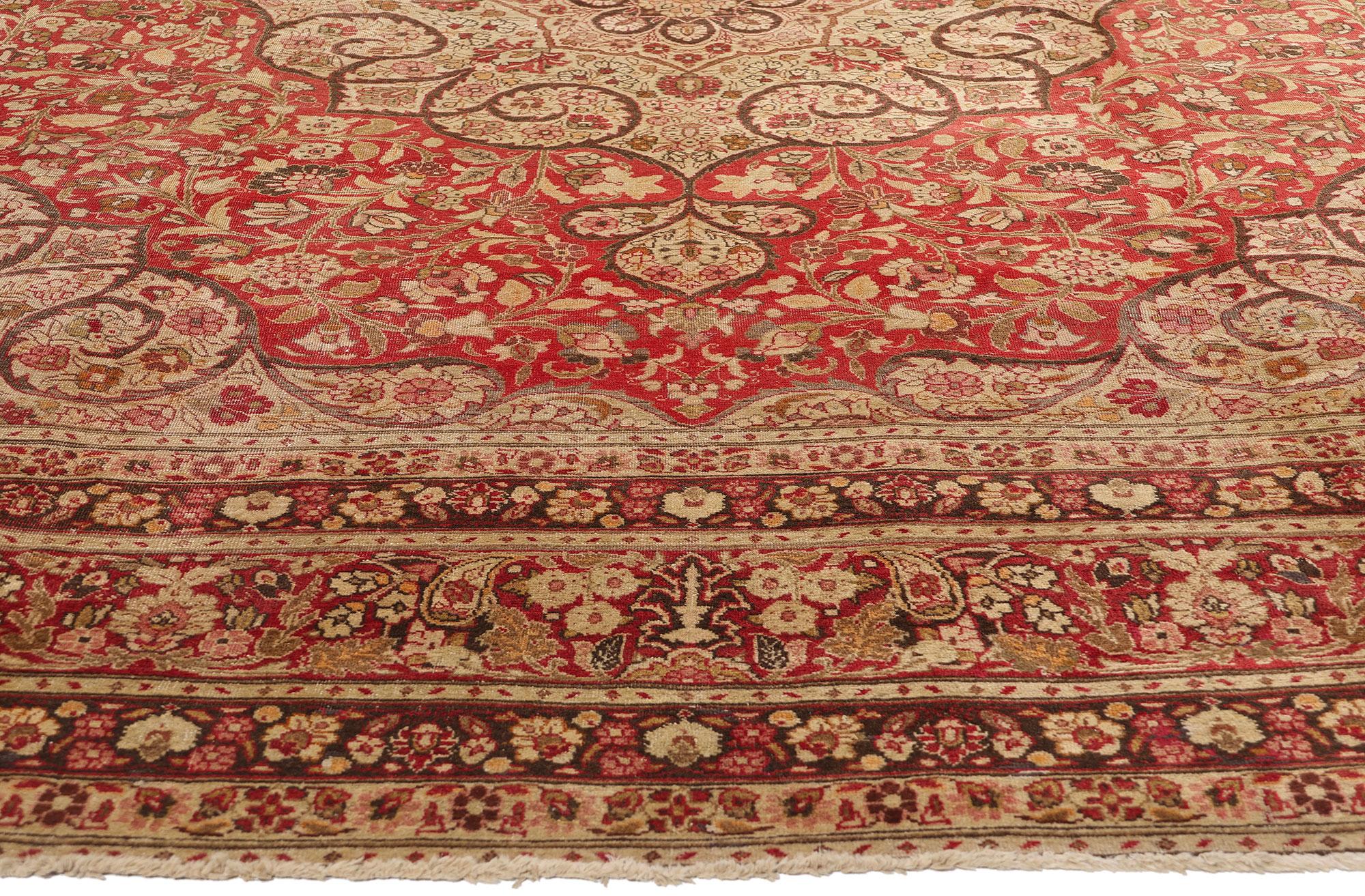 Annodato a mano Tappeto Tabriz Persiano Haji Khalili della fine del XIX secolo Stile moderno in vendita