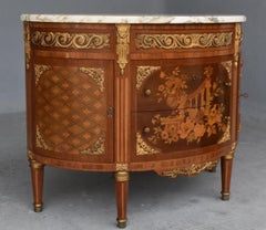 Late 19th Century Half-Moon Chest Louis XVI Style with Inlaid Doors