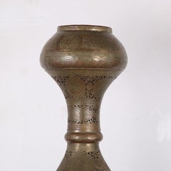 Late 19th Century Hammered and Pierce-Carved Brass Syrian/Moroccan Floor Lamps