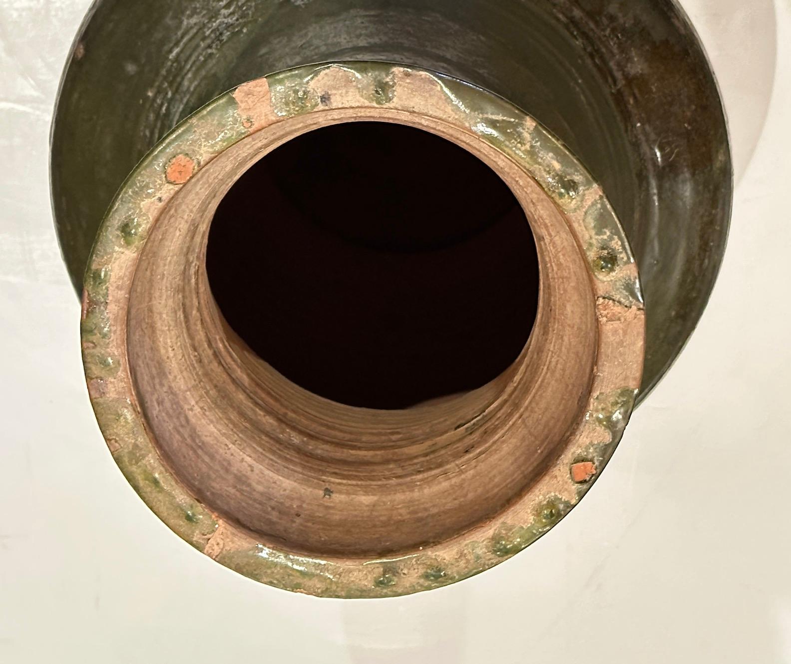 XIX secolo Late 19th Century Han Style Glazed Earthenware Vase in vendita