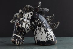 Late 19th Century Hand Carved And Painted Wooden Carousel Horse Head