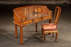 Late 19th Century Hand-Carved Chinese Scholar's Writing Desk and Chair Set