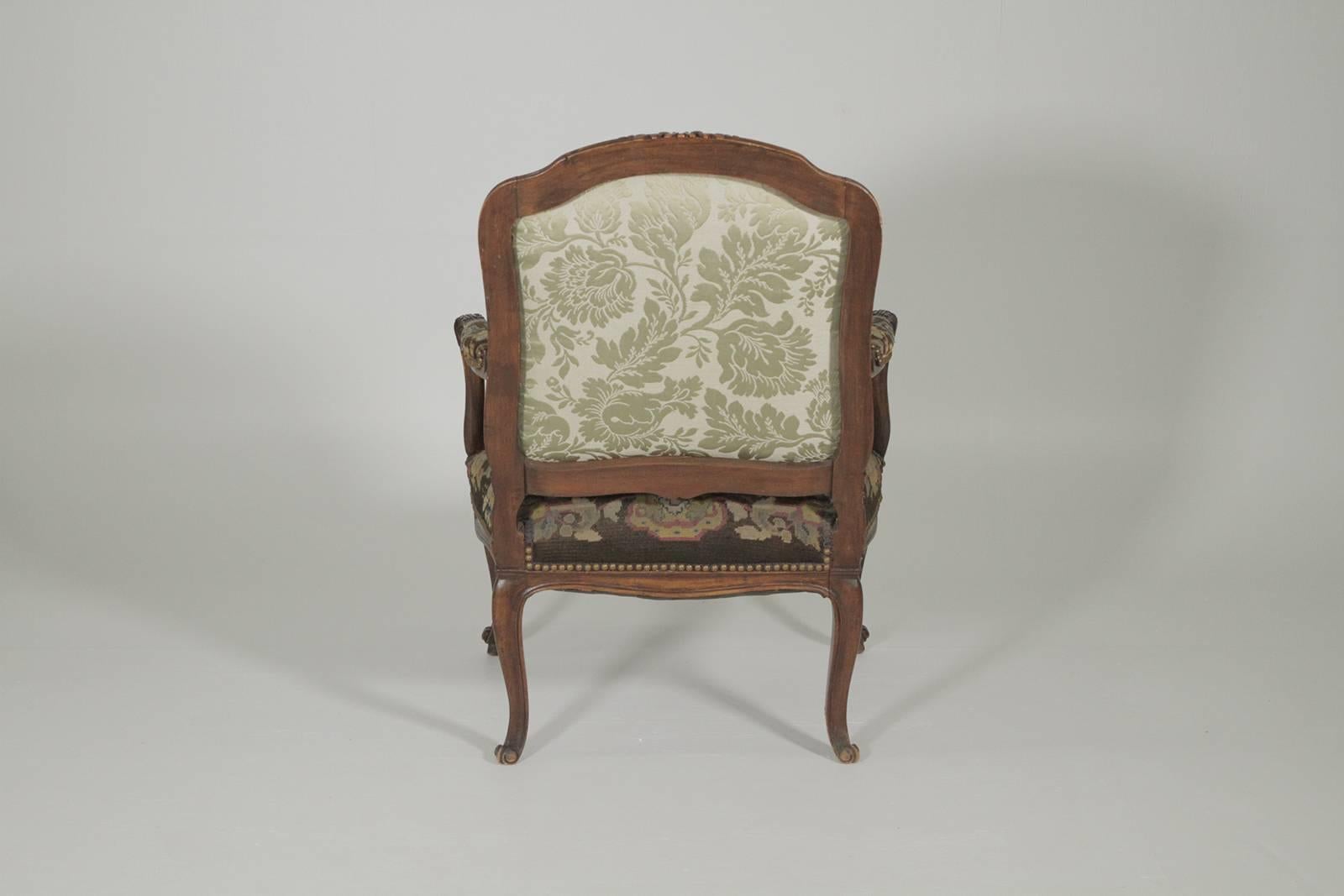Late 19th Century Hand-Carved French Armchair with Needlepoint Tapestry In Excellent Condition In Lambertville, NJ
