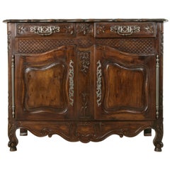 Antique Late 19th Century Hand-Carved French Walnut Buffet or Sideboard from Provence