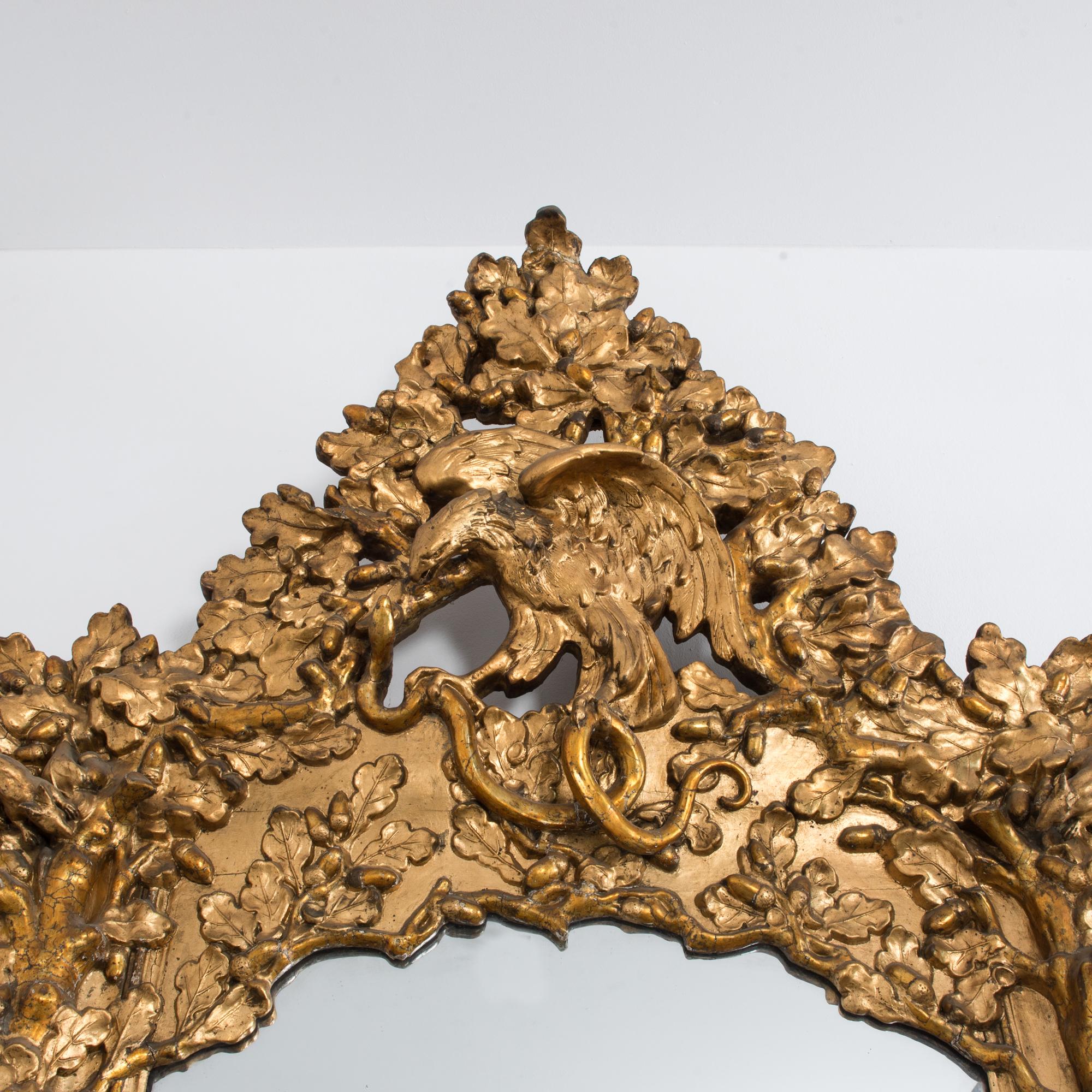 Late 19th Century Hand Carved Ornate Austrian Mirror In Good Condition In High Point, NC