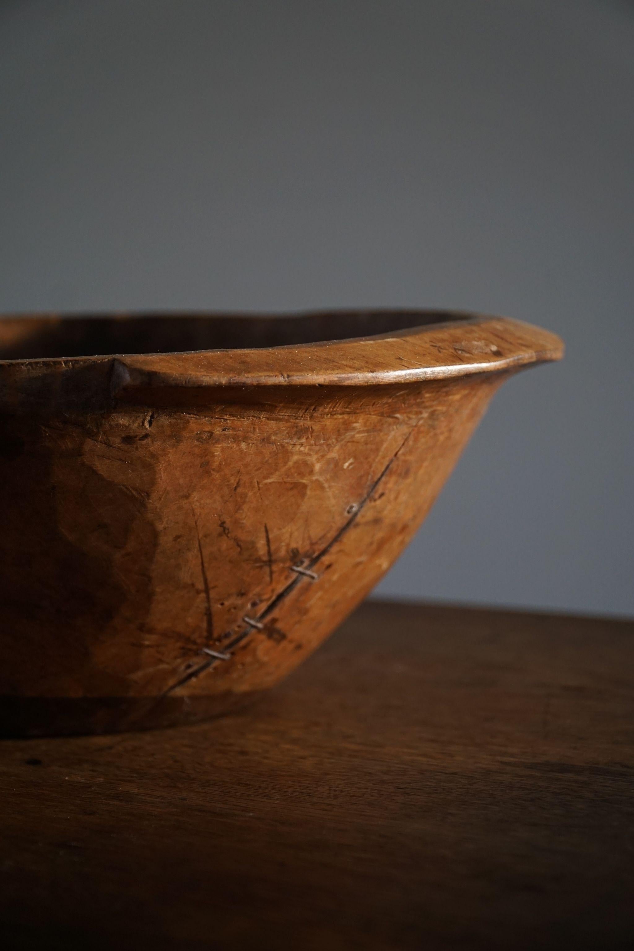 Hand-Carved Late 19th Century Hand Carved Swedish Rustic Brutalist Wabi Sabi Bowl