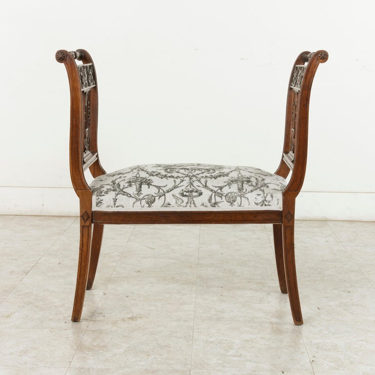 Late 19th Century Hand Carved Walnut French Directoire Banquette