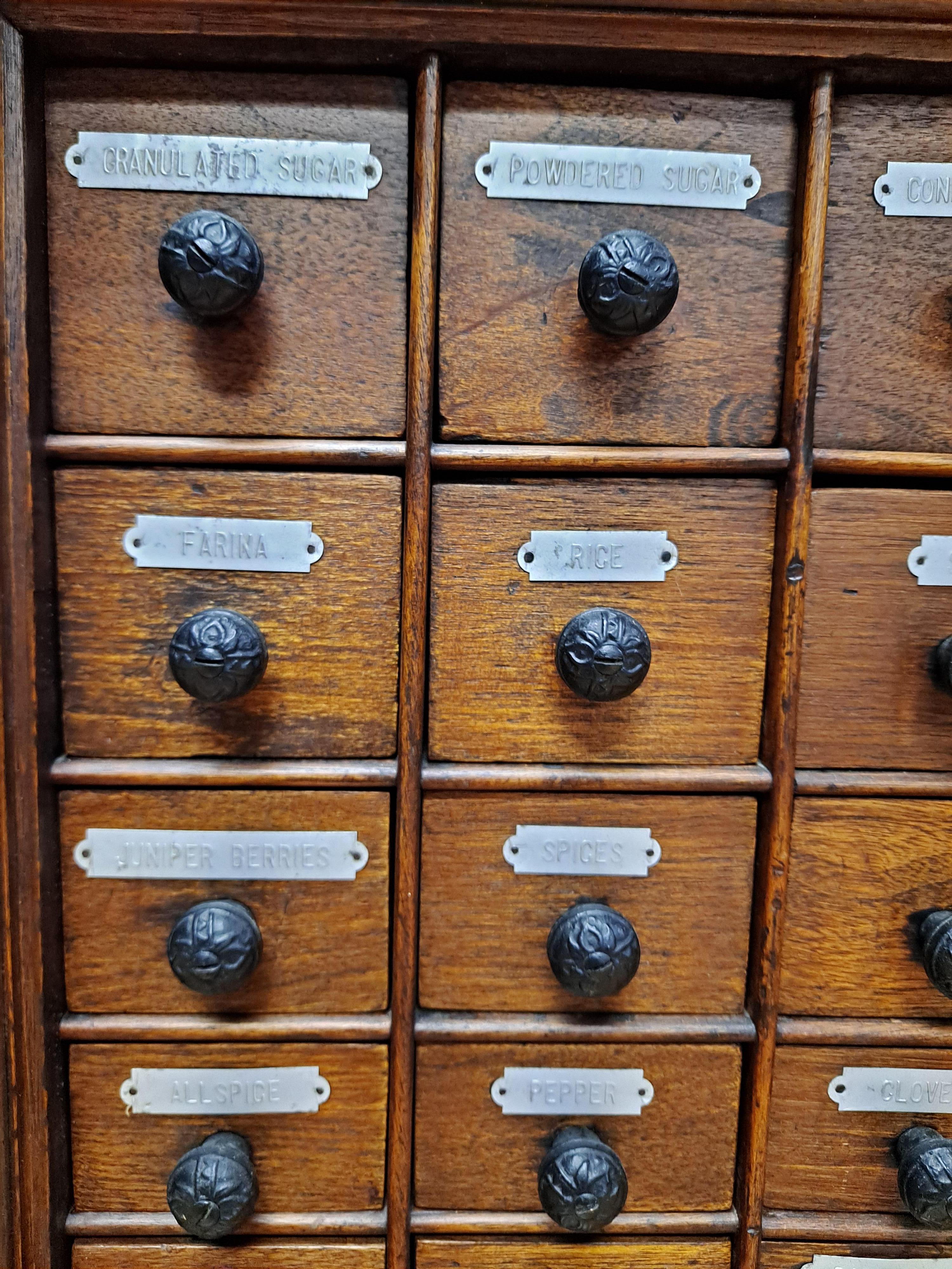 Late 19th Century Hand Carved Walnut Spice Cabinet In Good Condition For Sale In San Francisco, CA