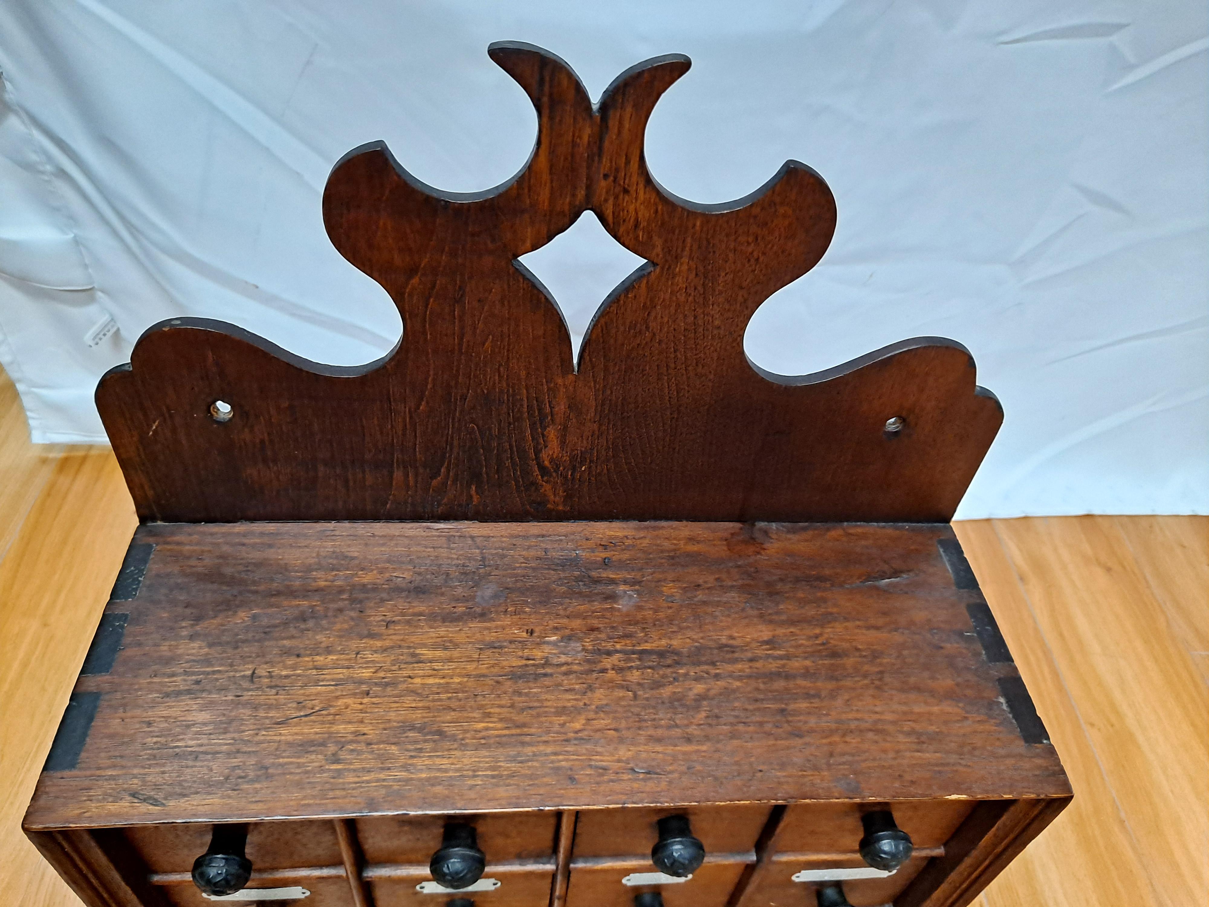 Late 19th Century Hand Carved Walnut Spice Cabinet For Sale 2