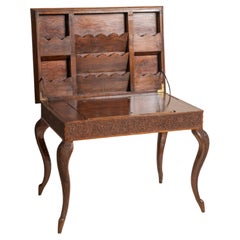Late 19th Century Hand-Carved Wooden Writing Desk and Document Holder, India