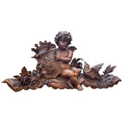 Late 19th Century Hand Caved Walnut Wood Sicilian Ornament