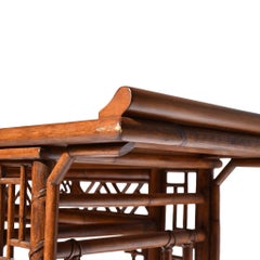 Late 19th Century Hand-Crafted Bamboo and Leather Console Table