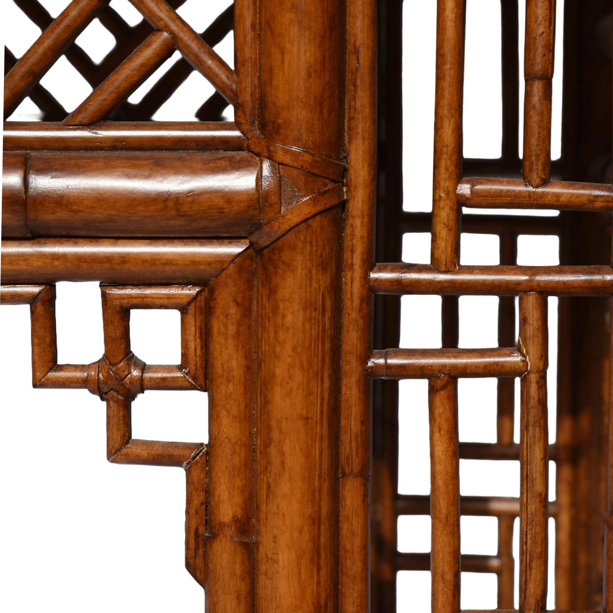 Late 19th Century Hand-Crafted Bamboo and Leather Console Table In Good Condition For Sale In Pittsburgh, PA