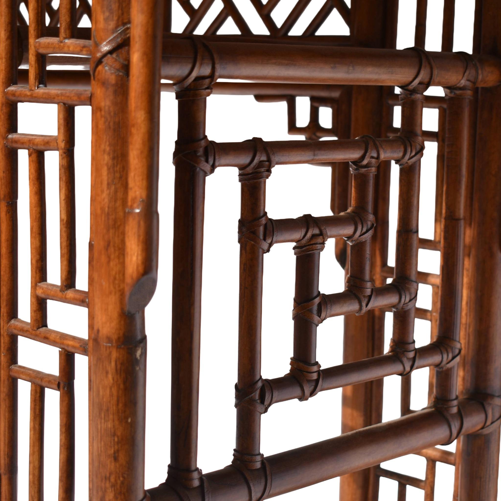 Late 19th Century Hand-Crafted Bamboo and Leather Console Table For Sale 1