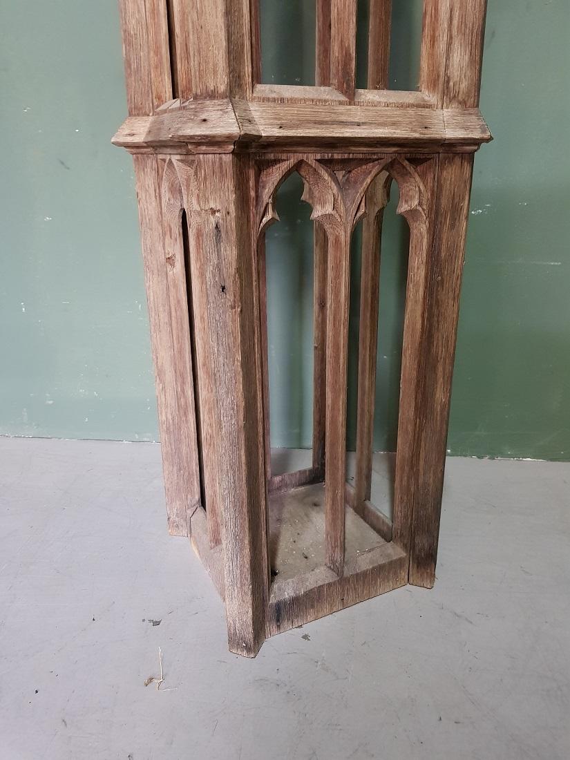 Late 19th Century Handcrafted Dutch Oak Gothic Style Tower Model For Sale 1