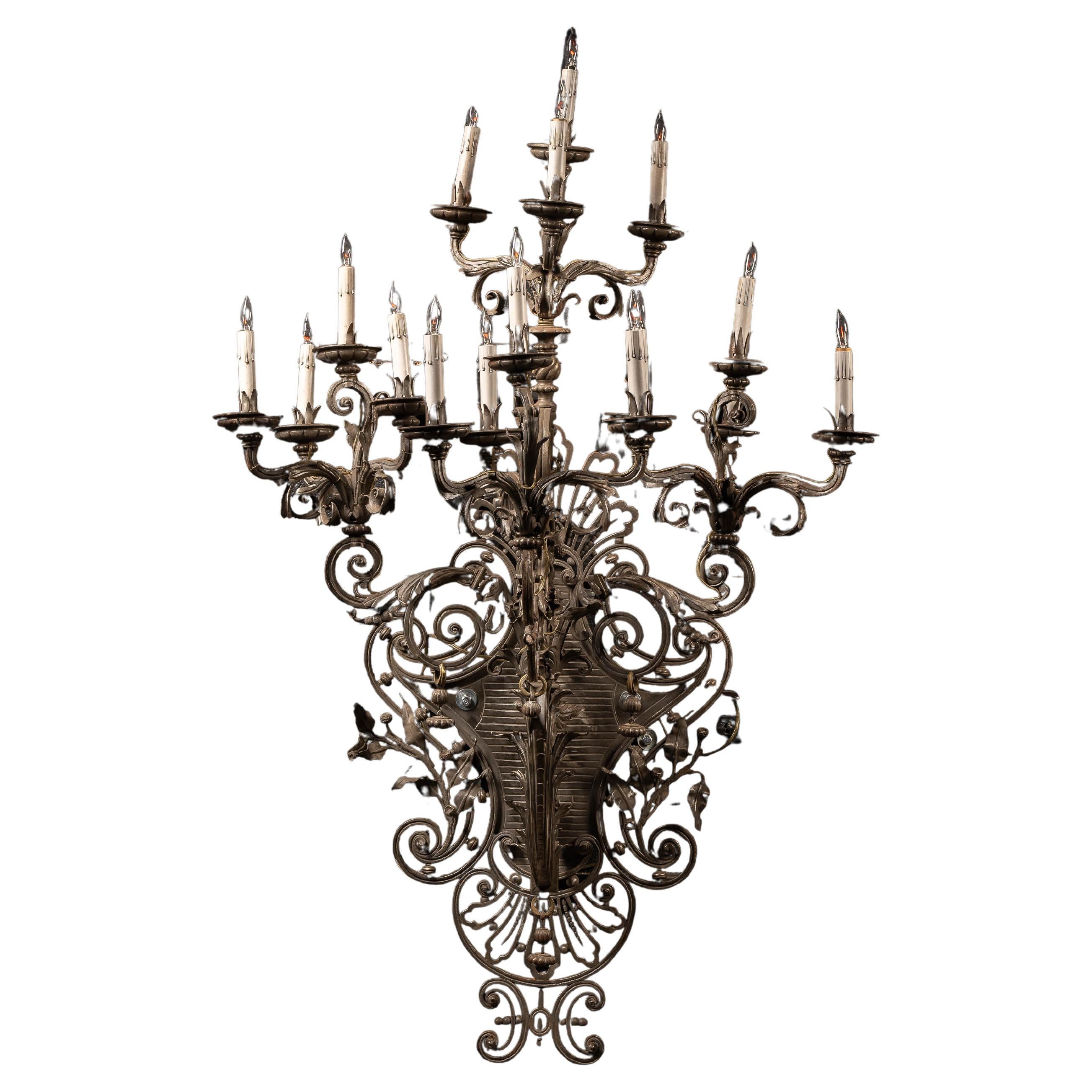 Late 19th Century Hand-Forged Gothic Wall-Mount Candelabra