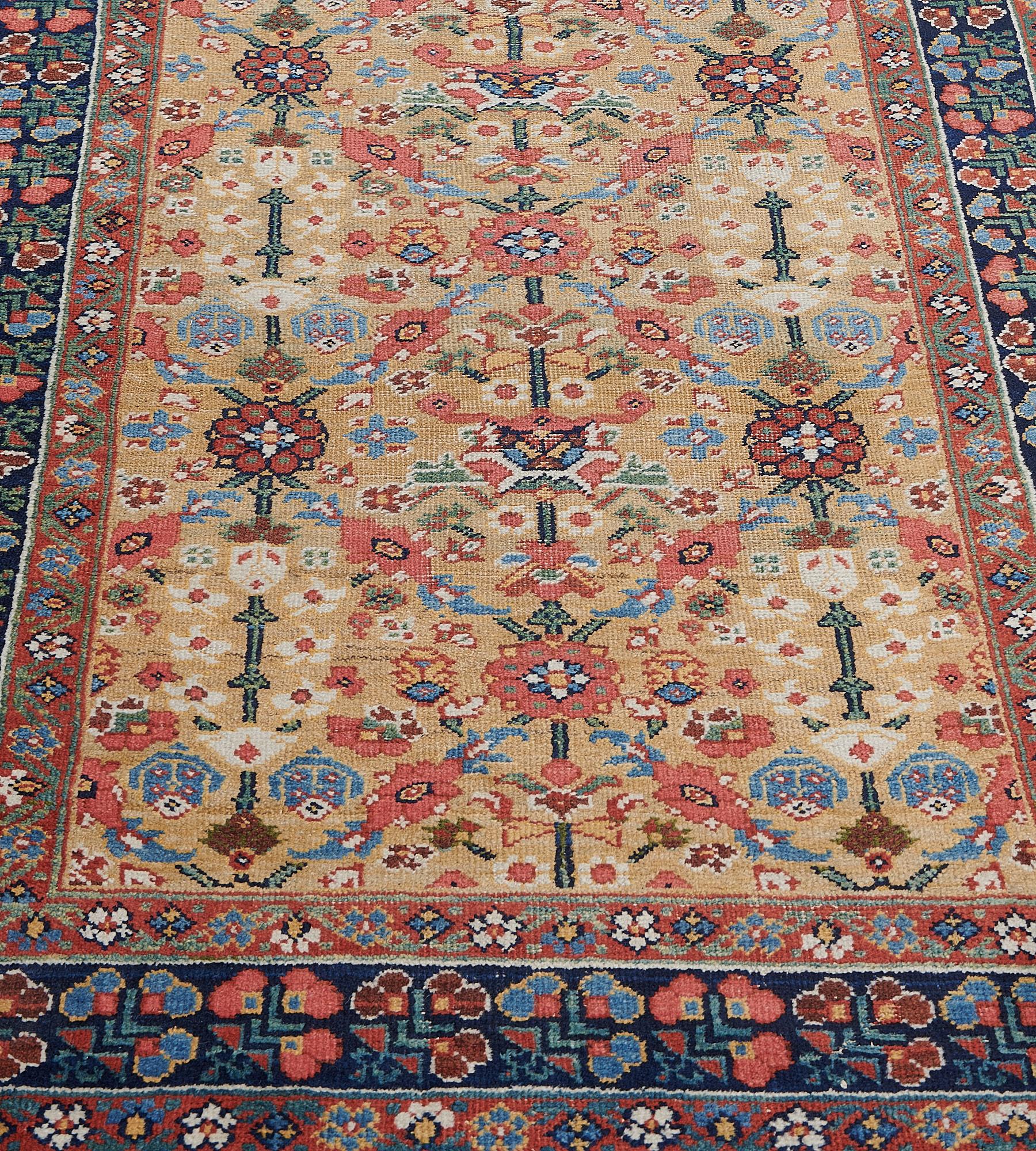 Persian Late 19th Century Hand Knotted Antique Floral Sultanabad Runner For Sale