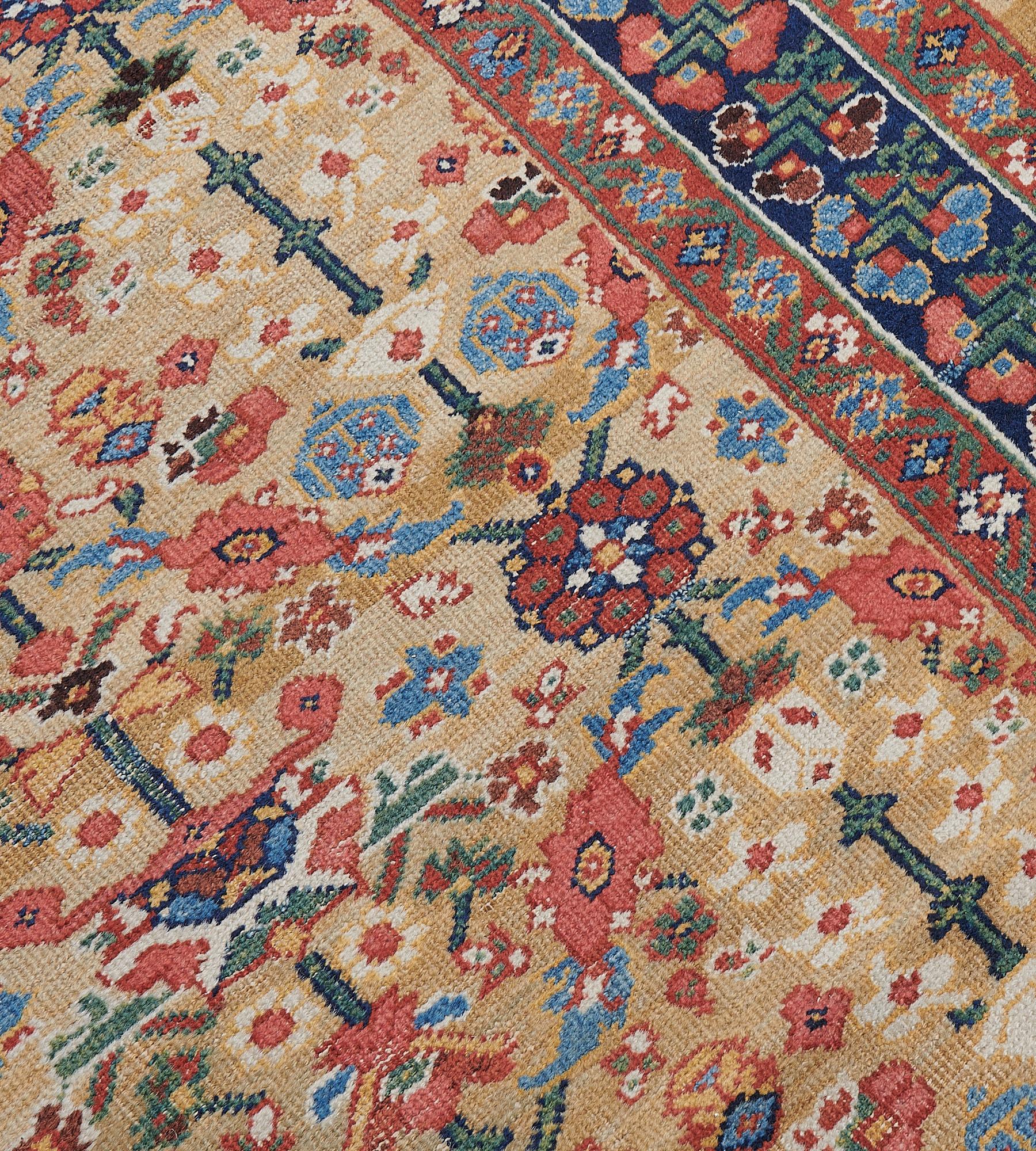 Hand-Knotted Late 19th Century Hand Knotted Antique Floral Sultanabad Runner For Sale