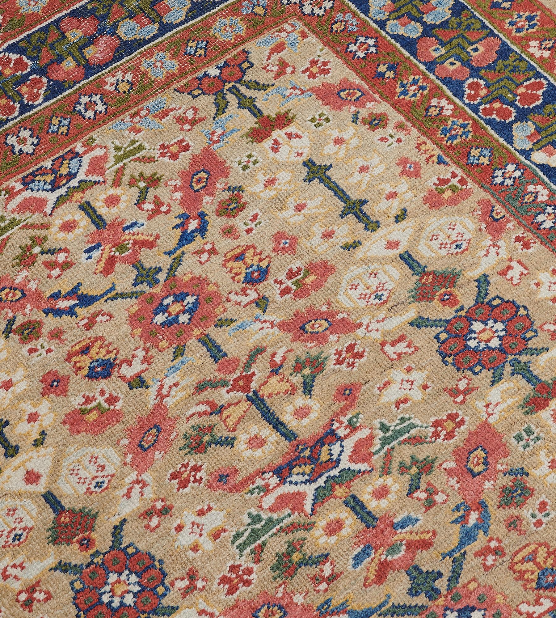 Late 19th Century Hand Knotted Antique Floral Sultanabad Runner In Good Condition For Sale In West Hollywood, CA