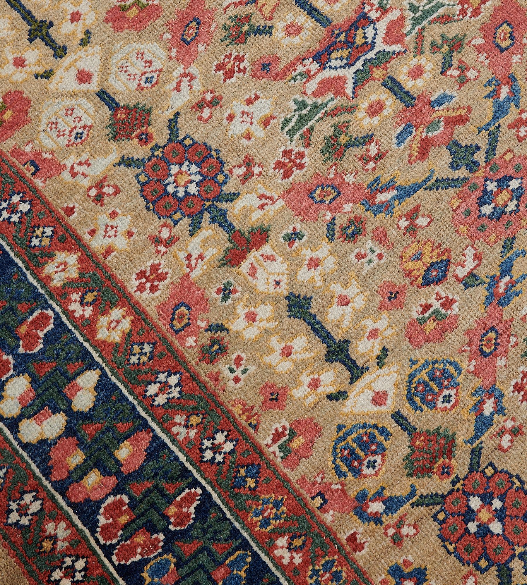 Wool Late 19th Century Hand Knotted Antique Floral Sultanabad Runner For Sale