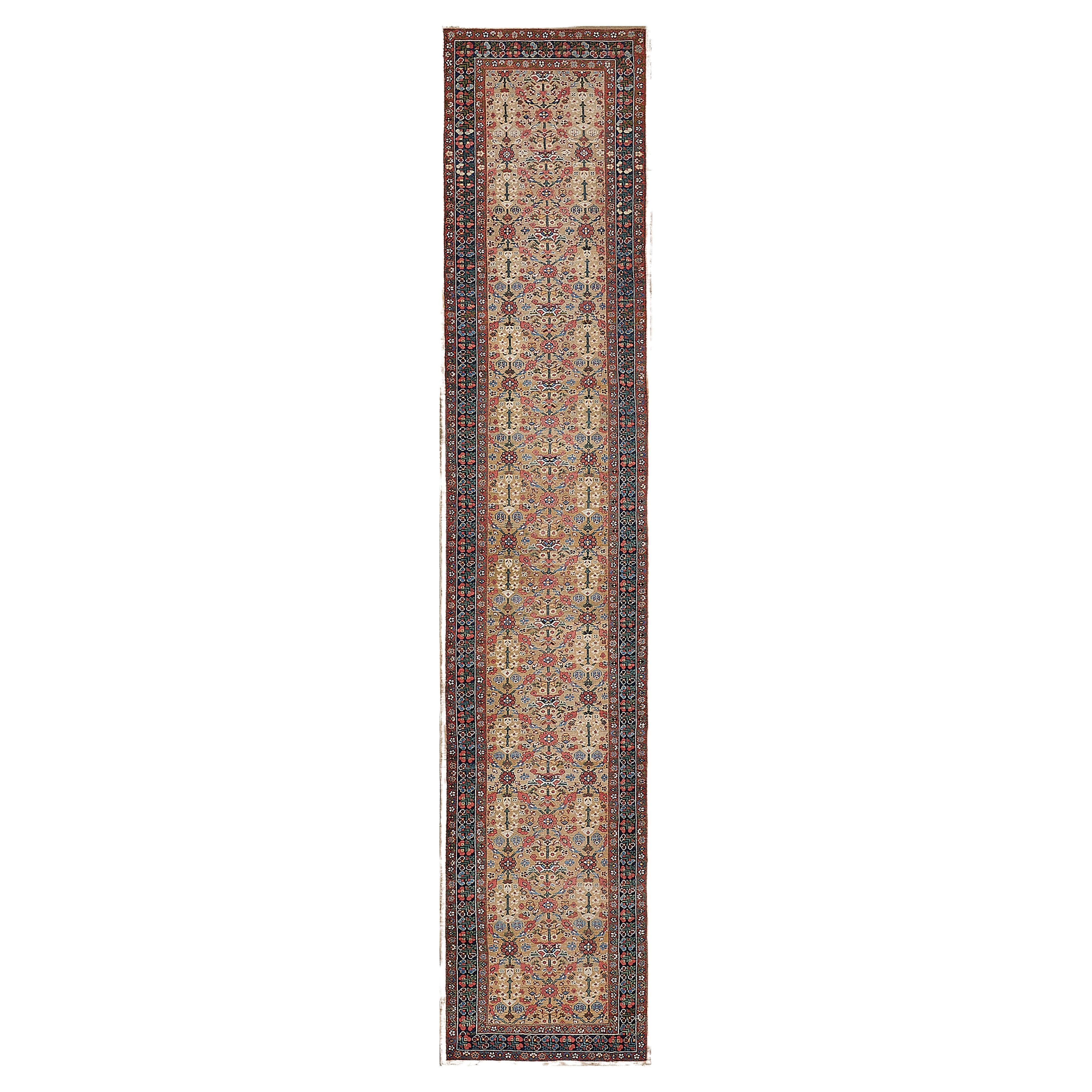 Late 19th Century Hand Knotted Antique Floral Sultanabad Runner For Sale
