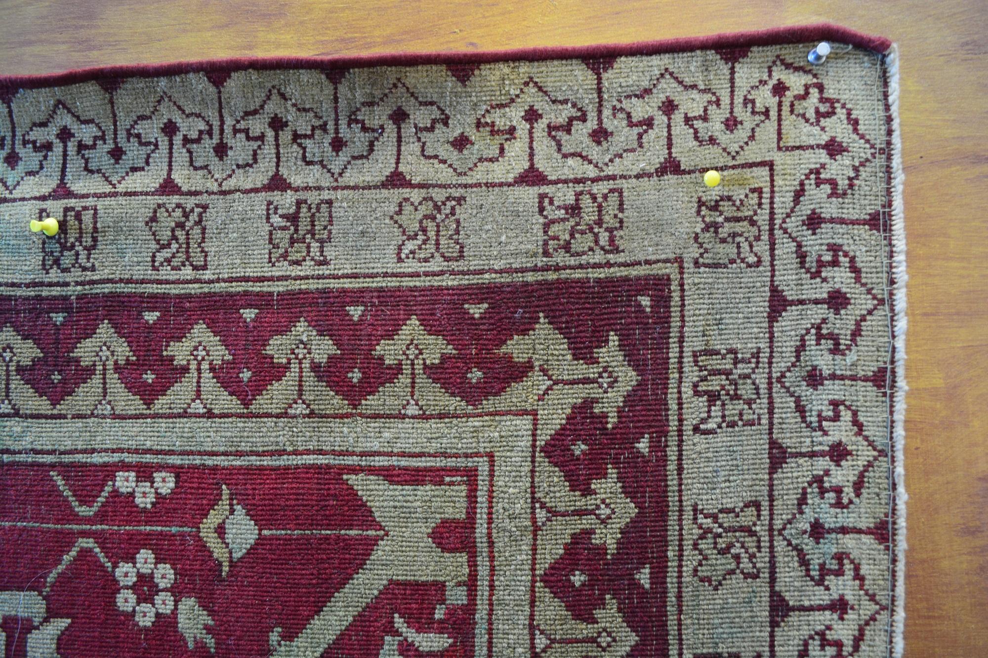 Hand-Knotted Late 19th Century Hand Knotted Red and Golden Wool Agra North Indian Rug For Sale