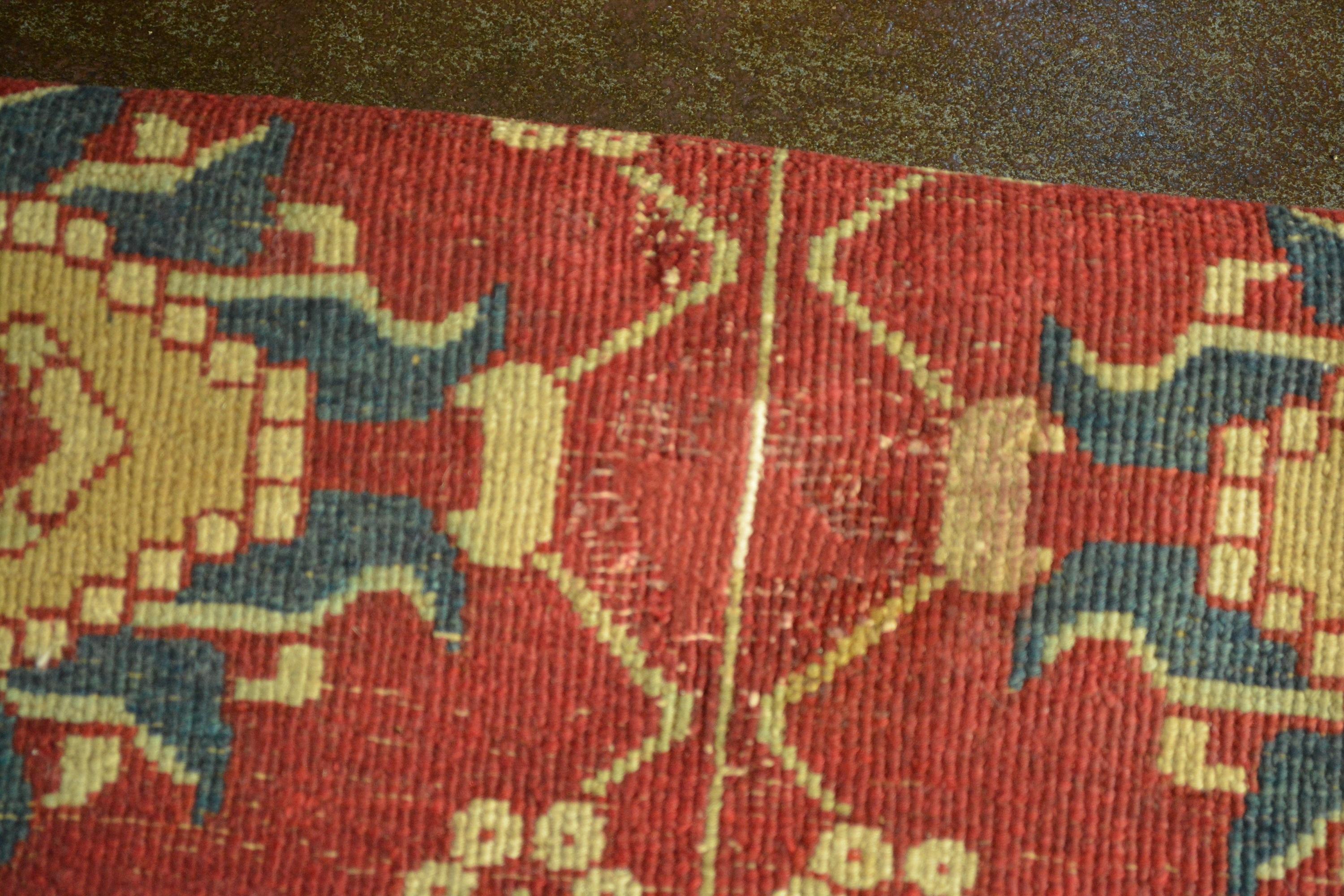 Late 19th Century Hand Knotted Red and Golden Wool Agra North Indian Rug For Sale 3