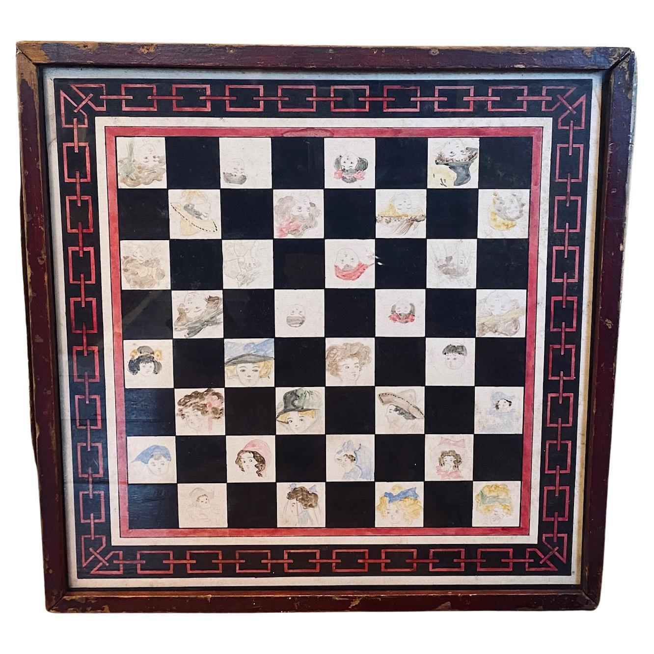 Late 19th Century Portrait Decorated Game Board For Sale